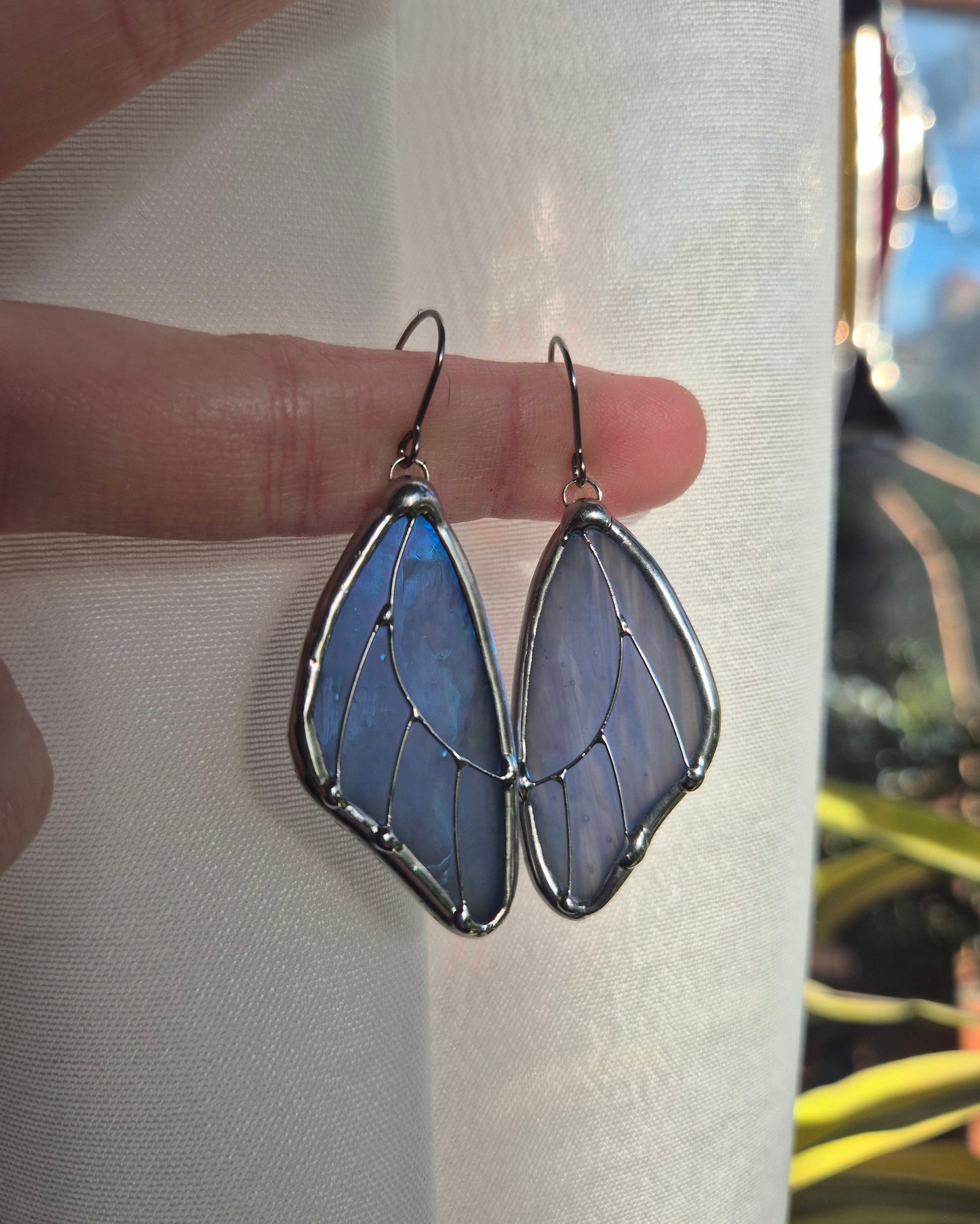 Baby Blue Iridescent Butterfly Wing Earrings