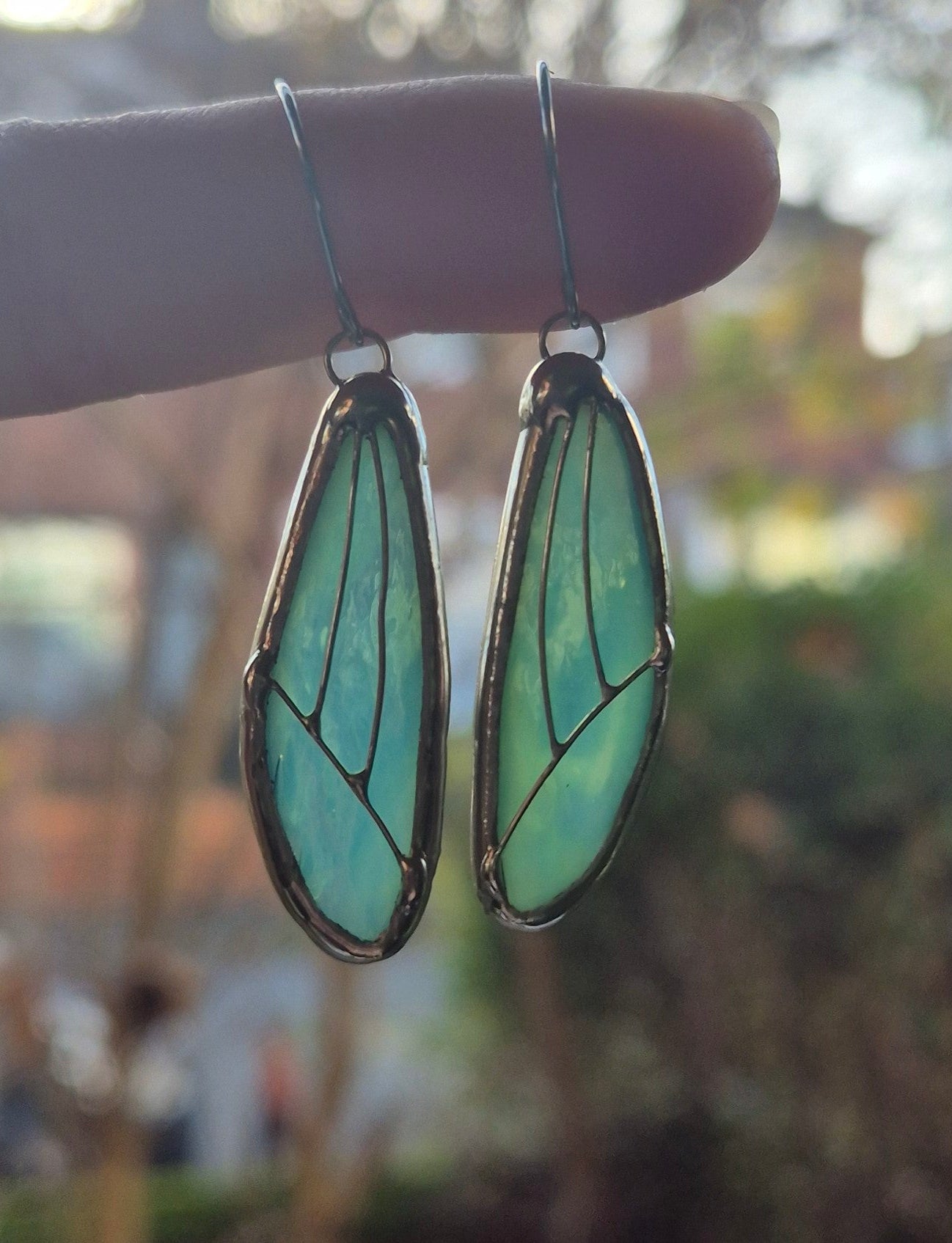 Blue Wispy Wing Earrings