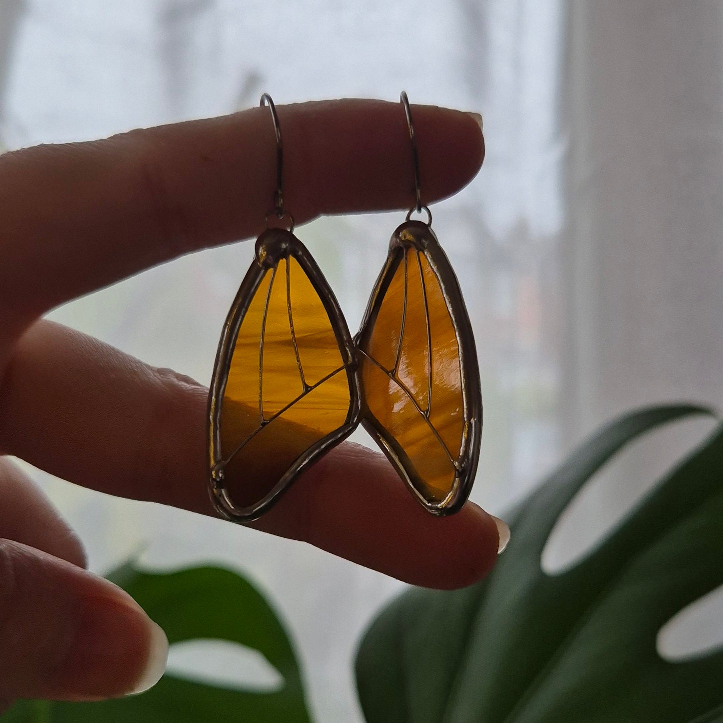 Amber Wispy Butterfly Wing Earrings