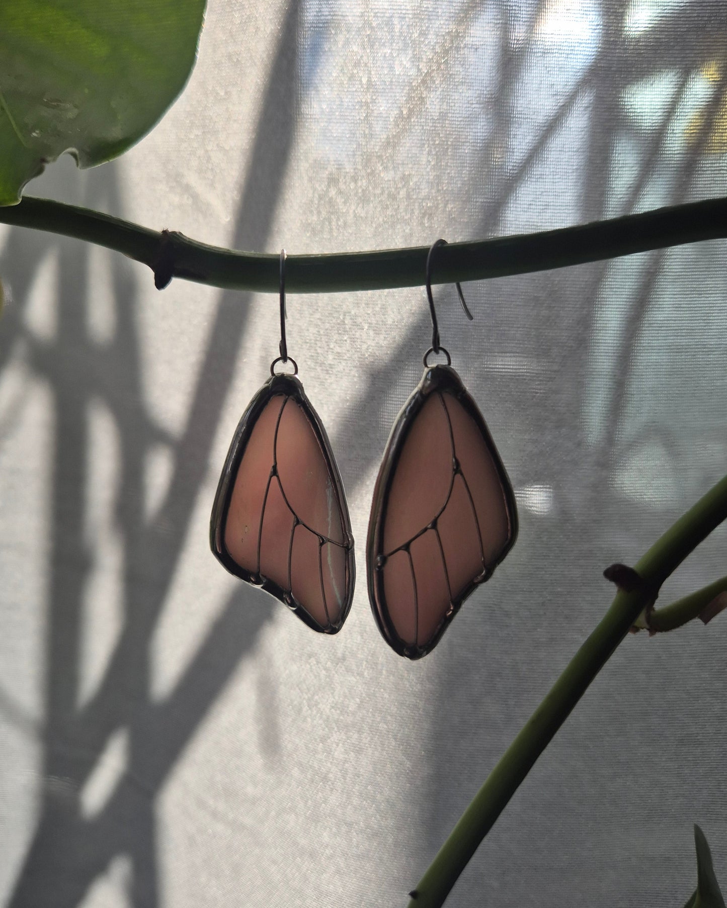 Pink Iridescent Butterfly Wing Earrings