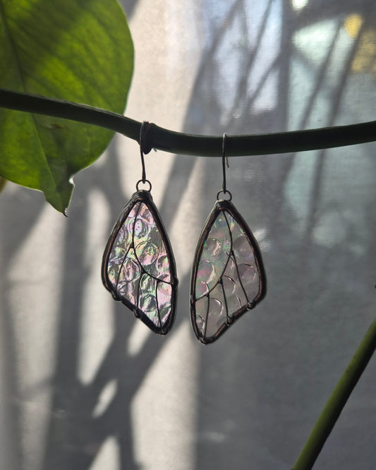 Clear Iridescent Butterfly Wing Earrings