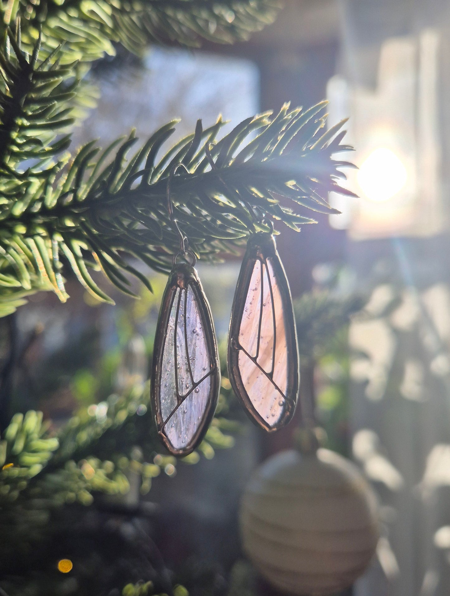 Pink Iridescent Wing Earrings