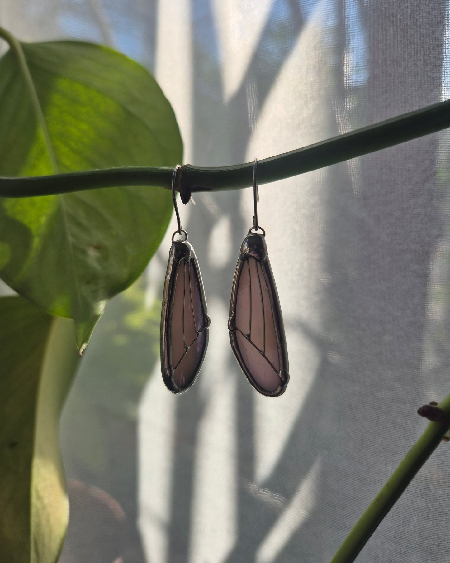 Pink Iridescent Small Wing Earrings