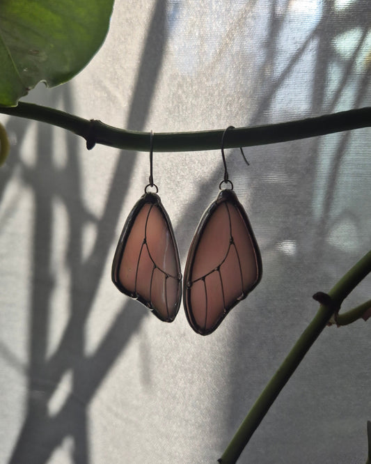 Pink Iridescent Butterfly Wing Earrings