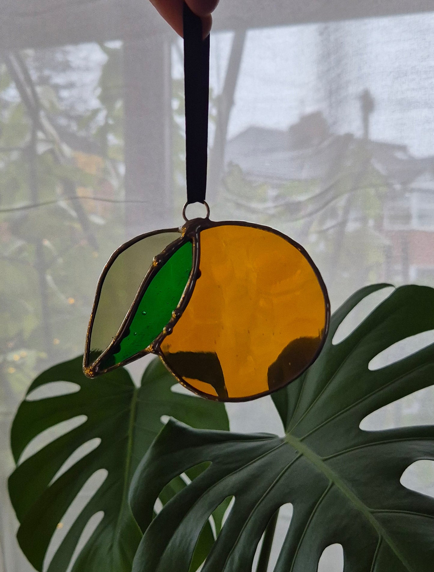Orange Stained Glass Hanging - Small