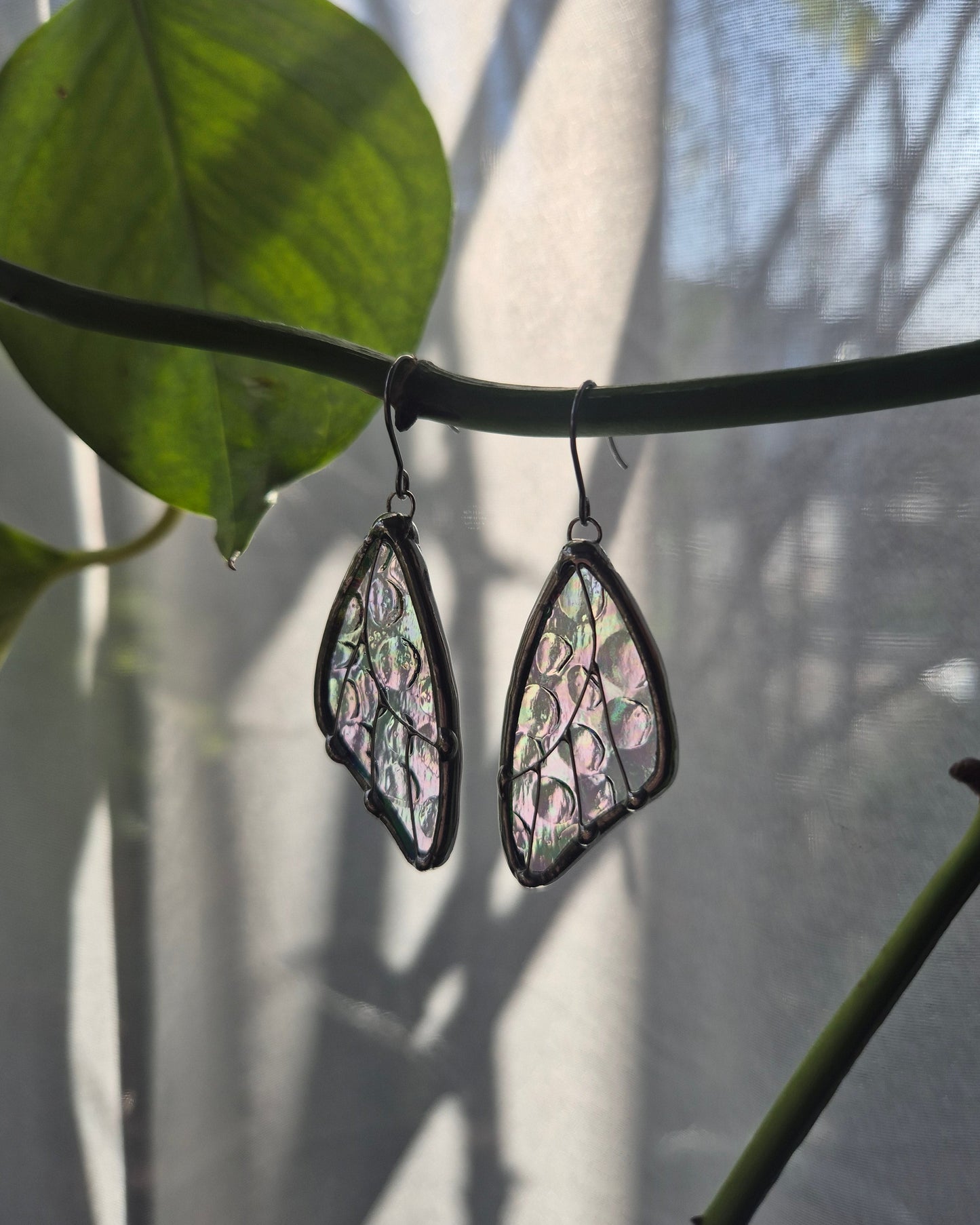 Clear Iridescent Butterfly Wing Earrings