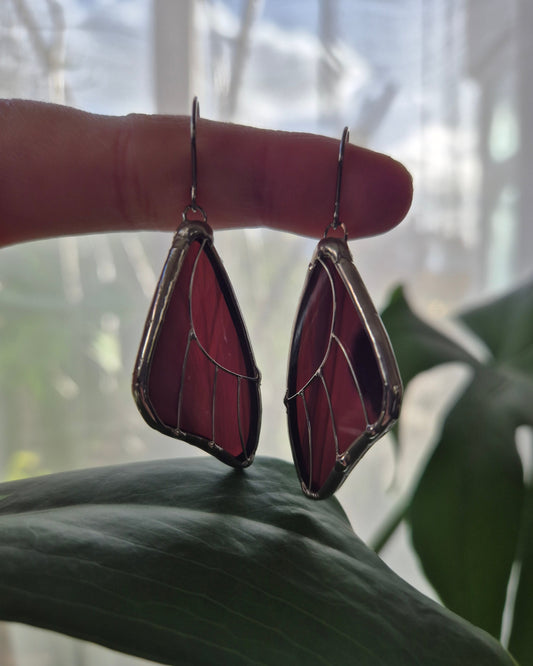 Burgundy Wispy Butterfly Wing Earrings