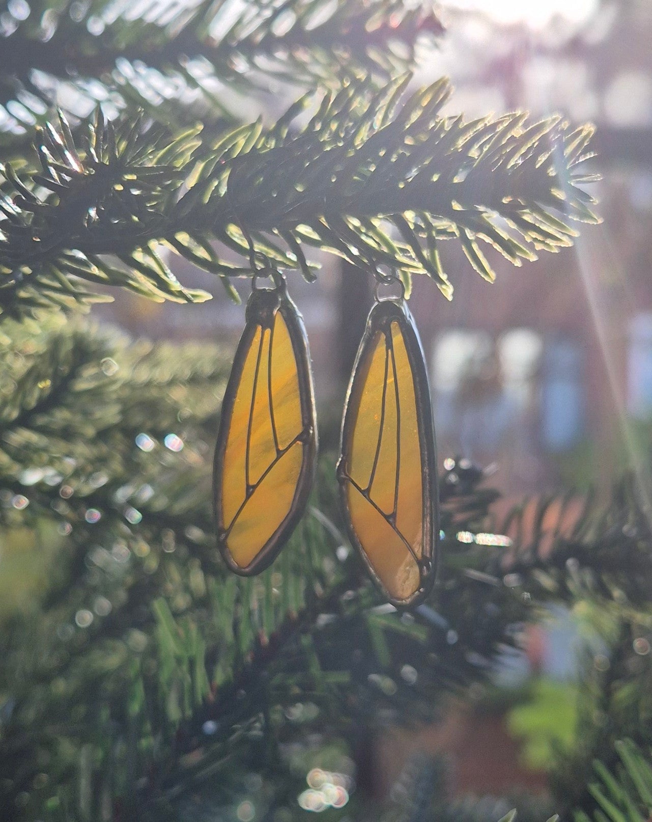 Amber Wispy Wing Earrings