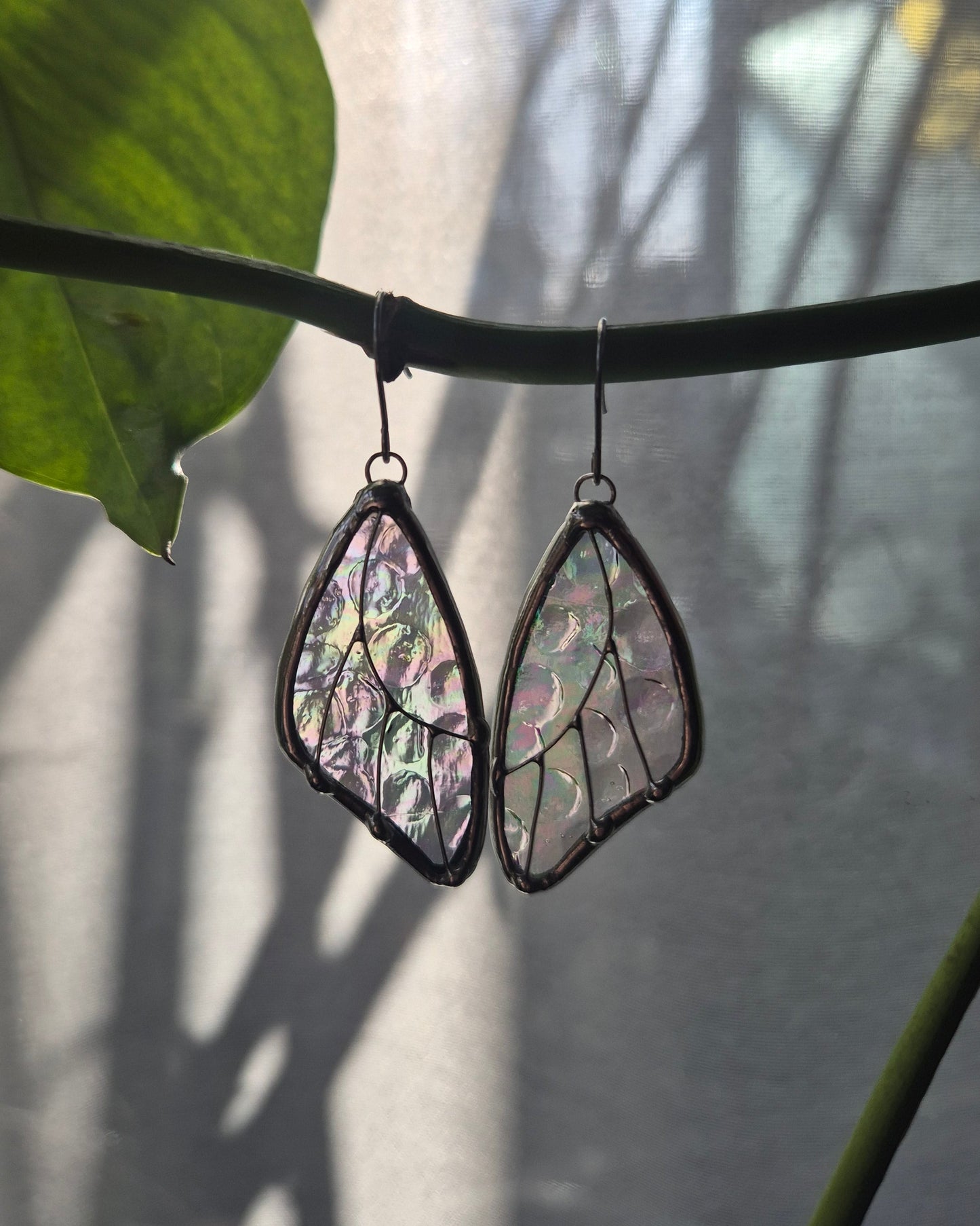Clear Iridescent Butterfly Wing Earrings