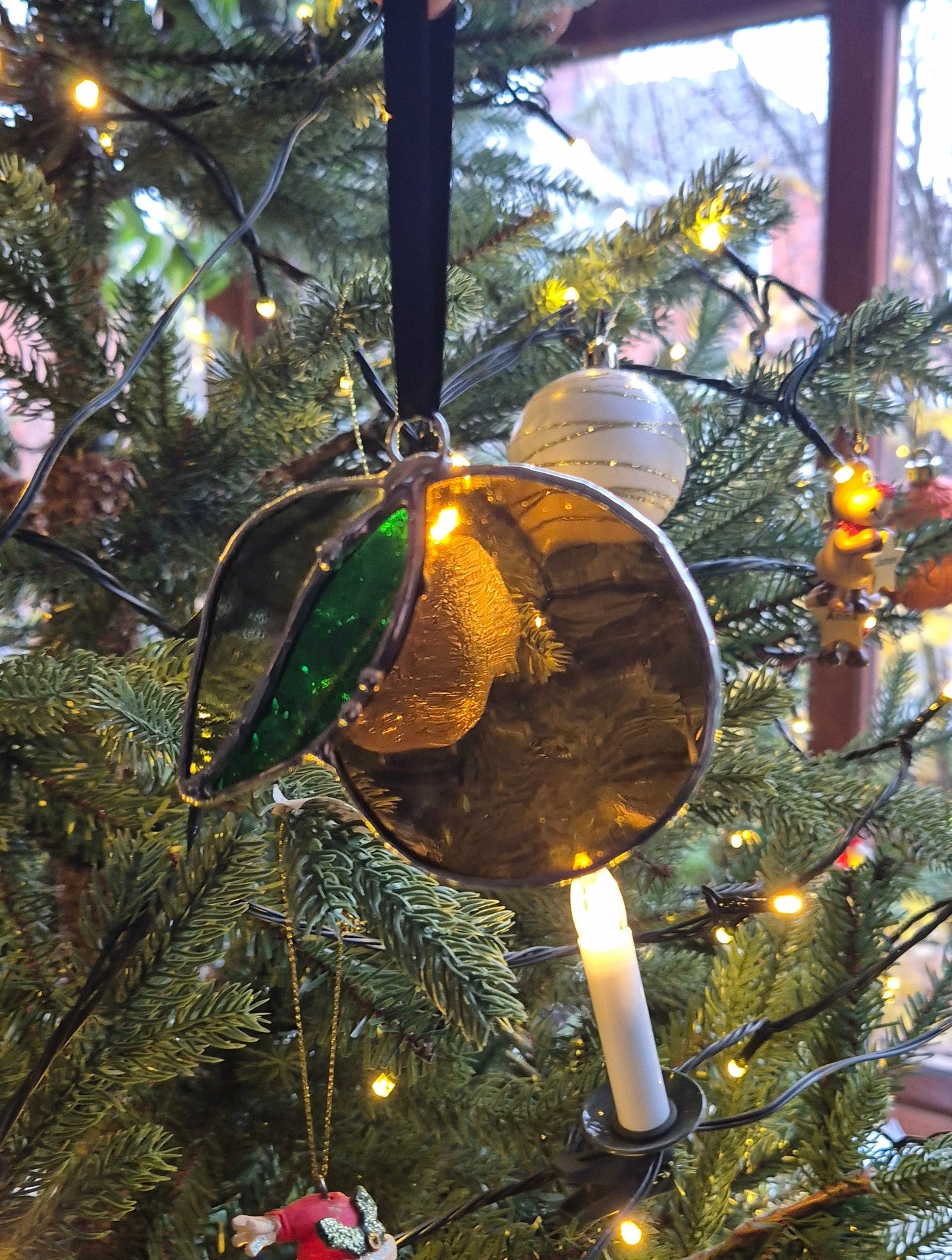 Orange Stained Glass Hanging - Small