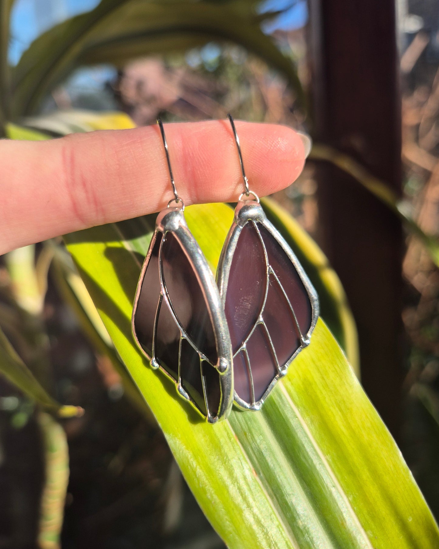 Burgundy Wispy Butterfly Wing Earrings