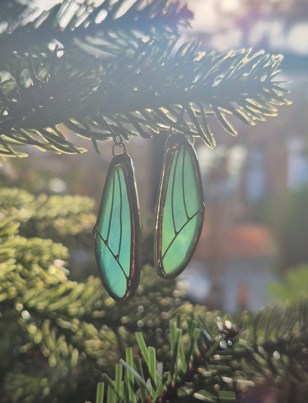 Blue Wispy Wing Earrings