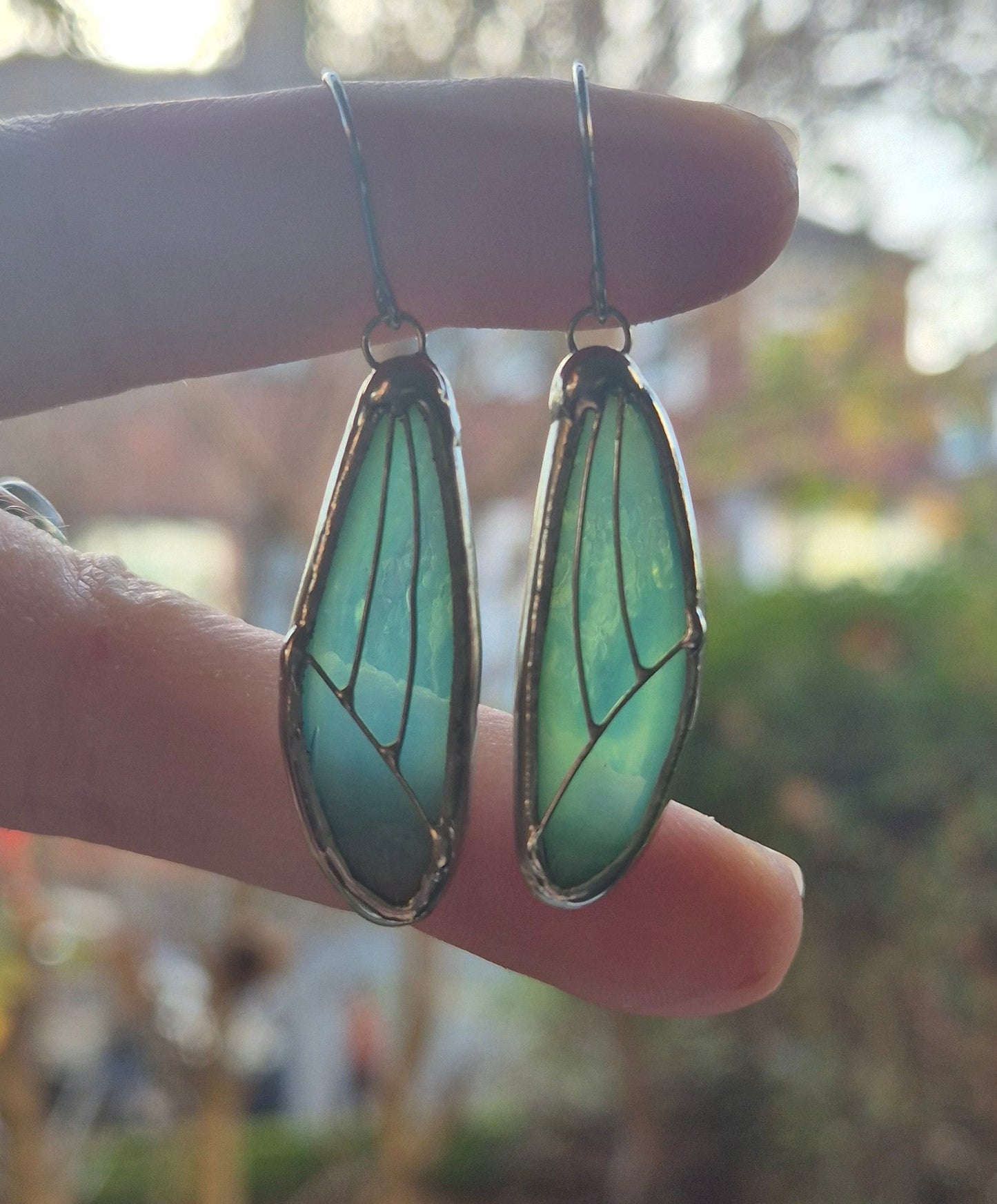 Blue Wispy Wing Earrings