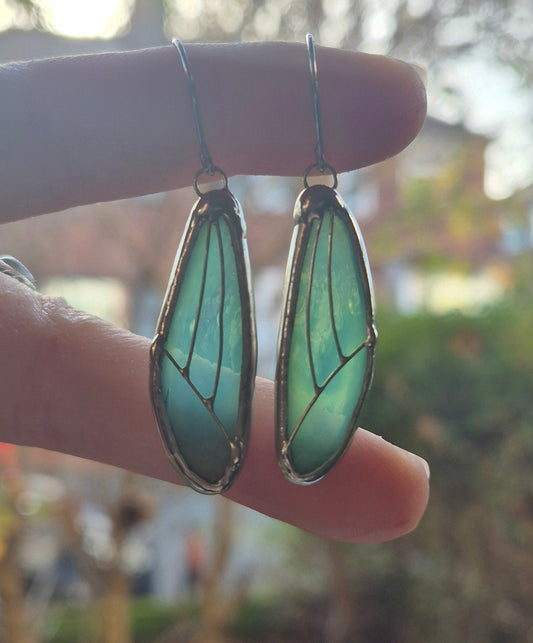 Blue Wispy Wing Earrings