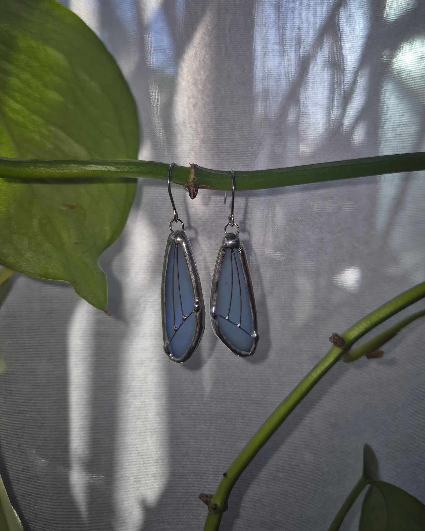 Baby Blue Iridescent Small Wing Earrings