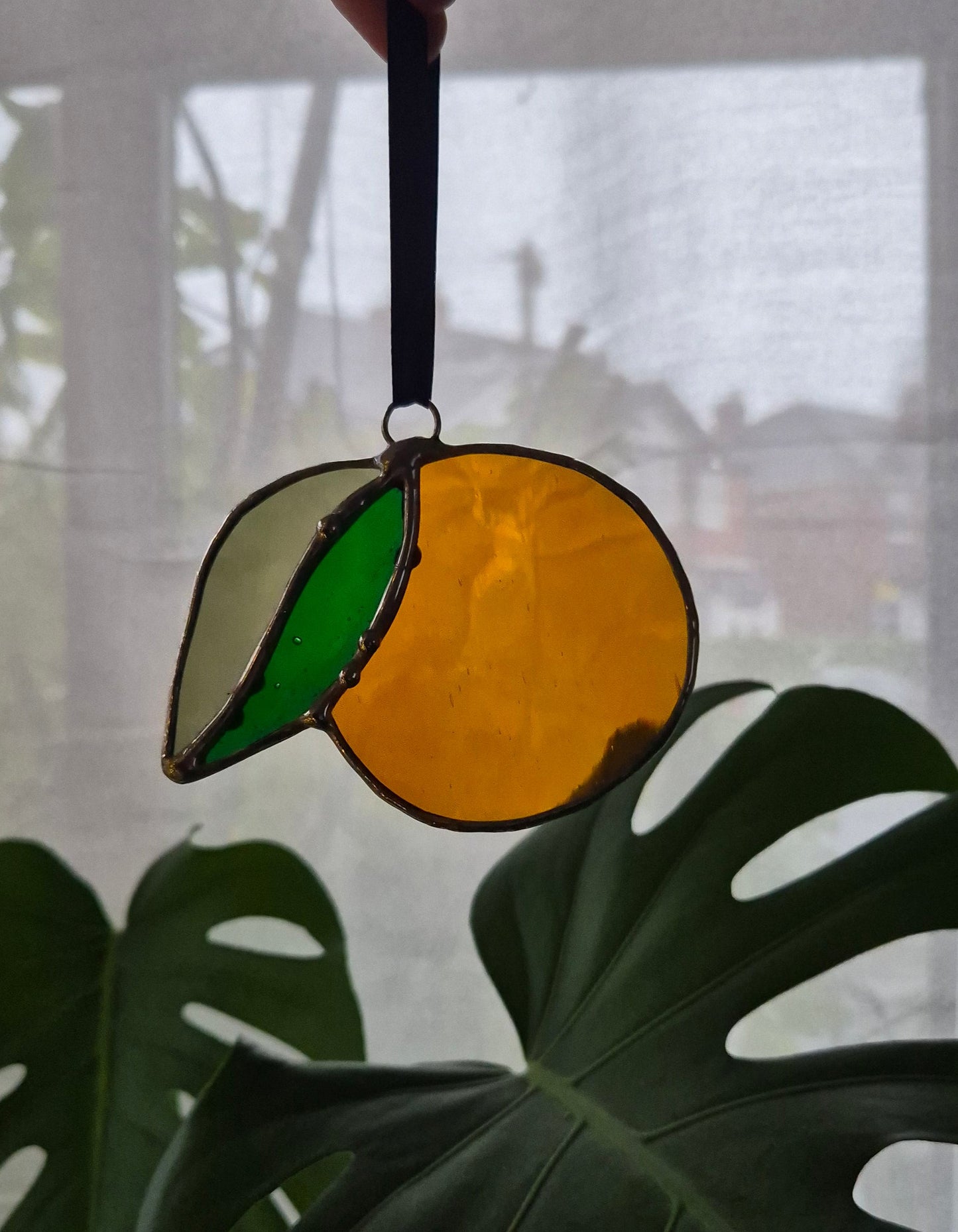 Orange Stained Glass Hanging - Small