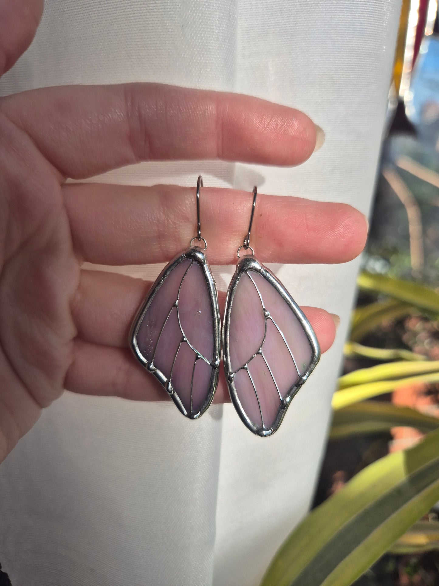 Pink Iridescent Butterfly Wing Earrings
