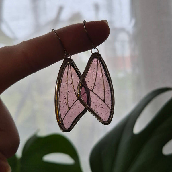 Pink Transparent Butterfly Wing Earrings
