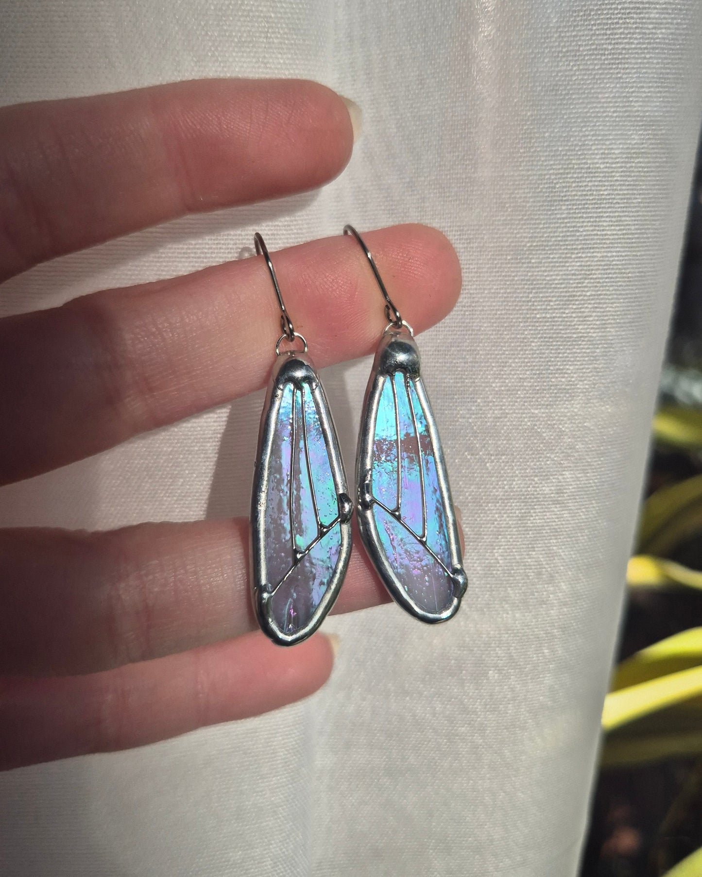 Pink Iridescent Small Wing Earrings