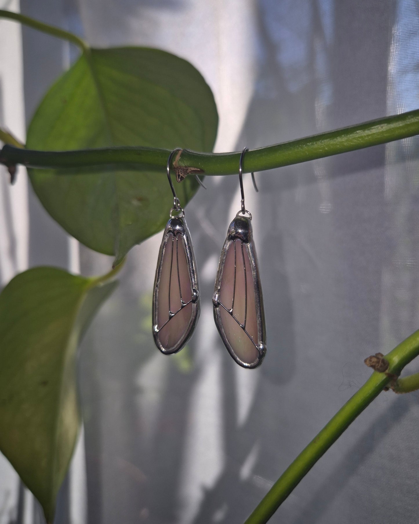 Pink Iridescent Small Wing Earrings