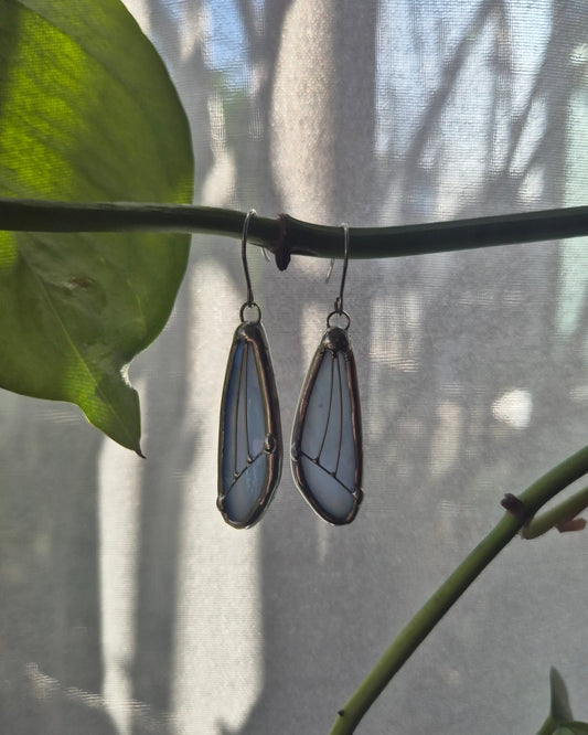 Baby Blue Iridescent Small Wing Earrings