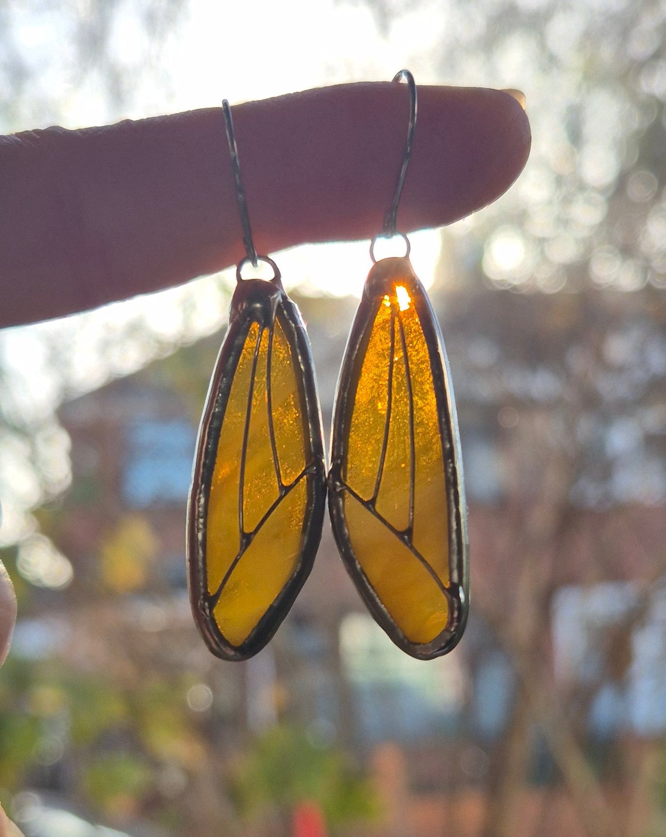 Amber Wispy Wing Earrings