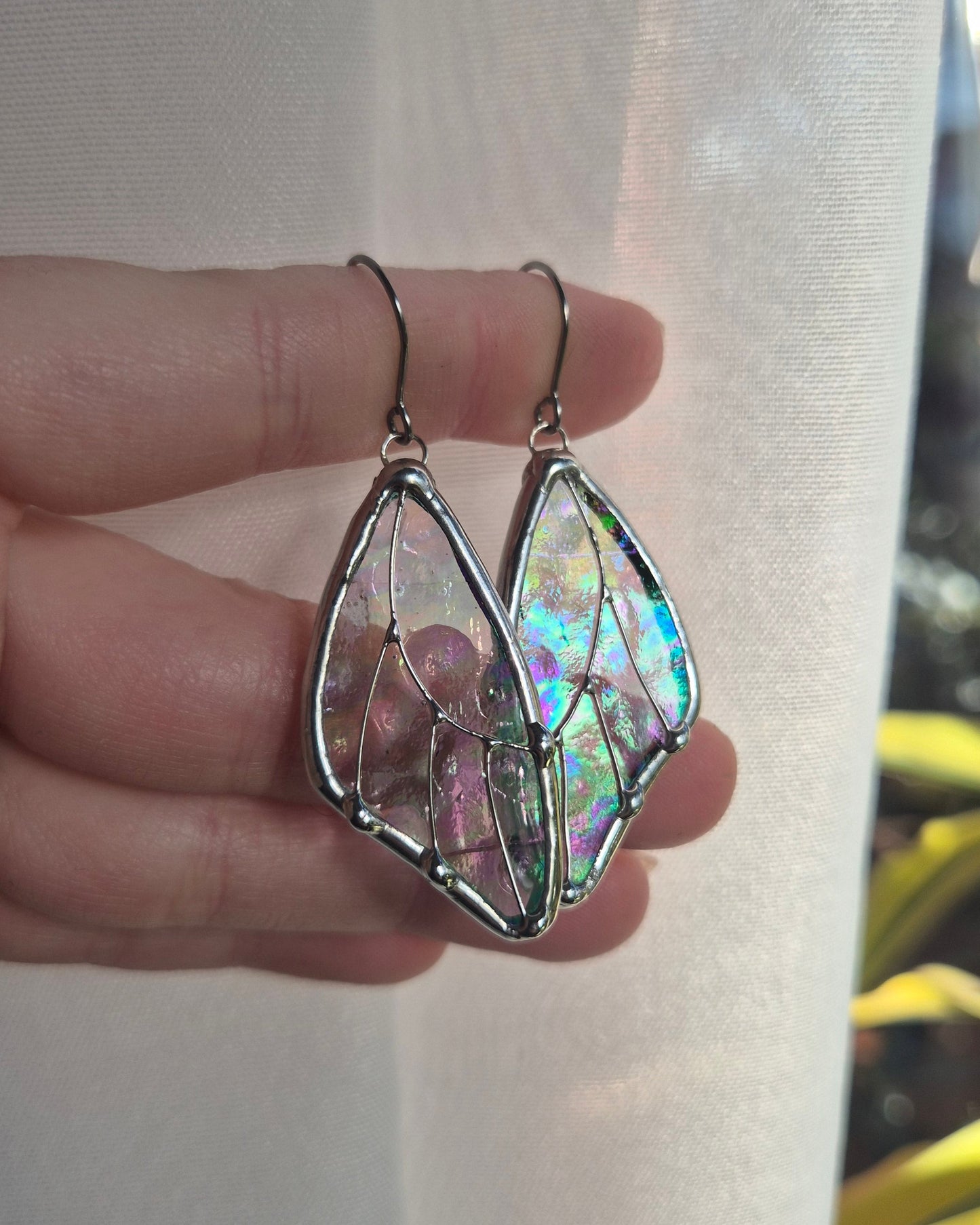 Clear Iridescent Butterfly Wing Earrings