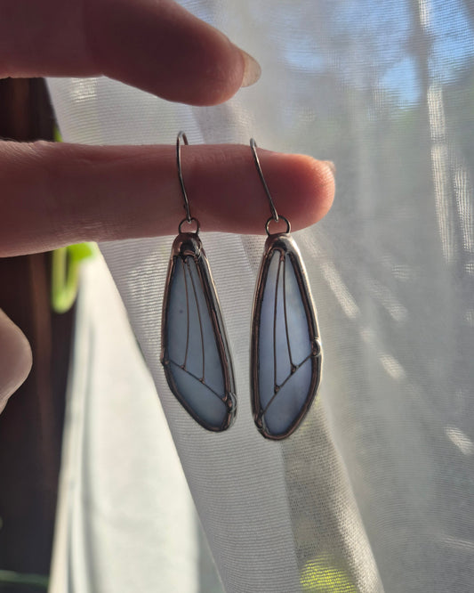 Baby Blue Iridescent Small Wing Earrings