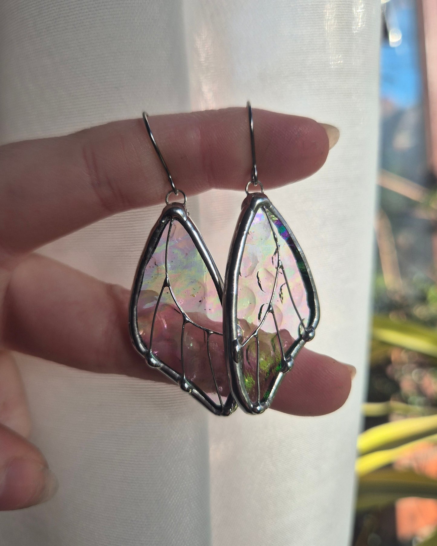 Clear Iridescent Butterfly Wing Earrings