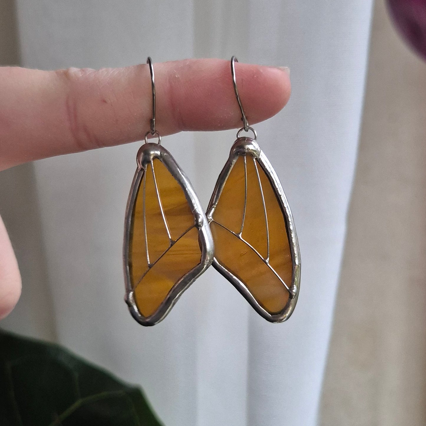 Amber Wispy Butterfly Wing Earrings