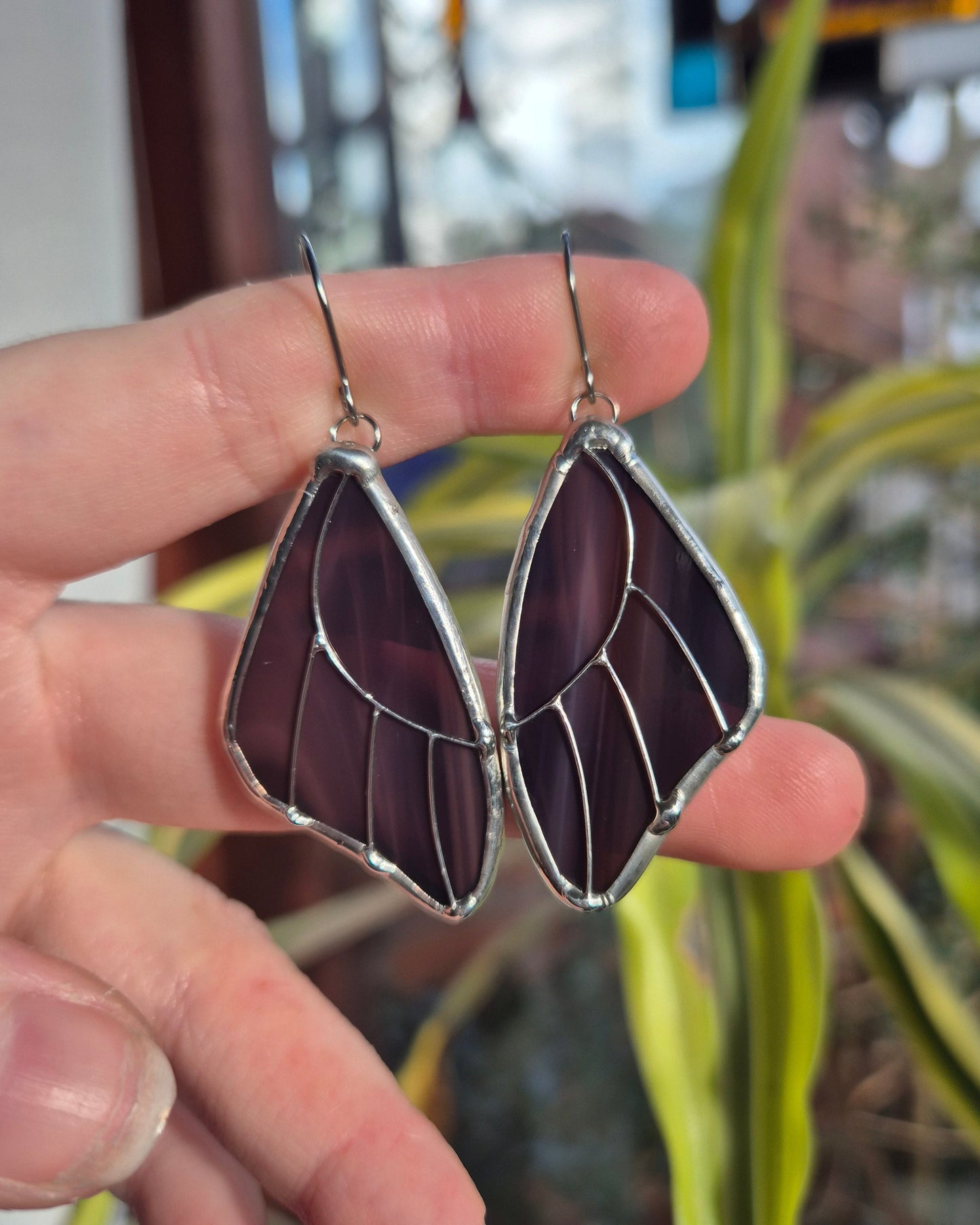 Burgundy Wispy Butterfly Wing Earrings